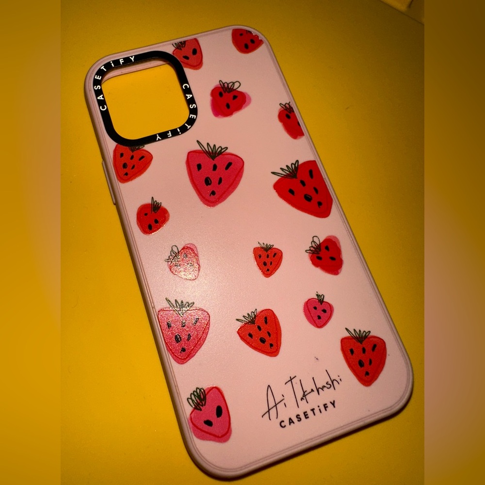 Casetify pink Ai Takahashi strawberry iphone XS case